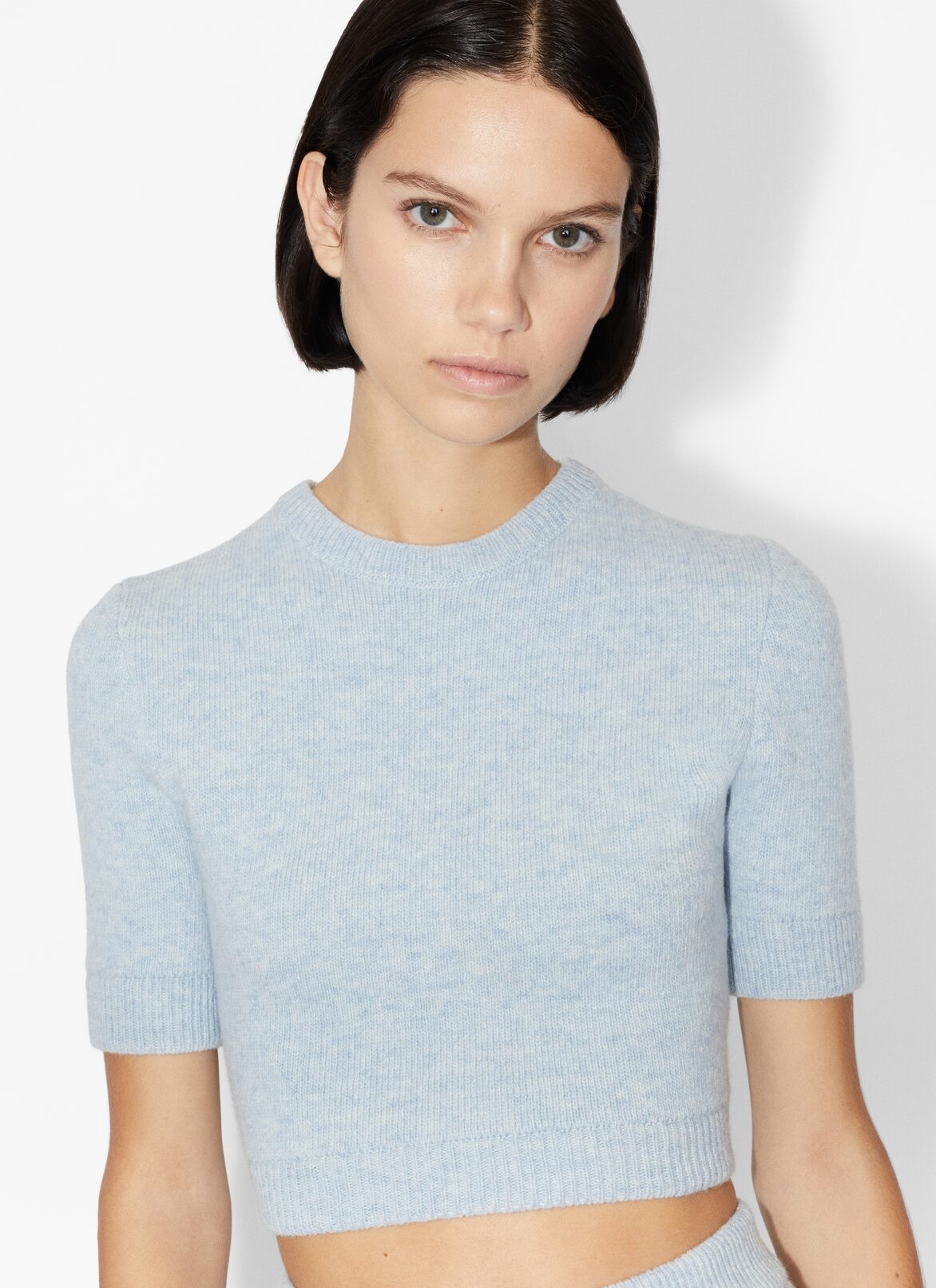 Shetland cropped t-shirt ALAÏA BLUE SHETLAND CROPPED T-SHIRT
